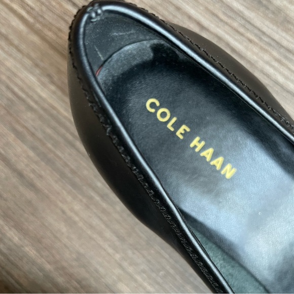 Cole Haan Bow Patent Leather Wedge Heel Shoe Ballet Ballerina Gold Accent Kawaii - Picture 3 of 6